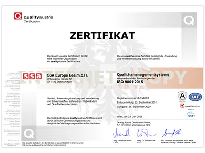 Zertifikat DIN ISO 9001:2015